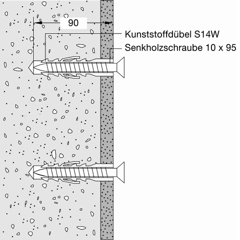 Hewi Befestigungsmaterial für Klappsitz 801.51.200, 801.51.210 in Beton BM20.4