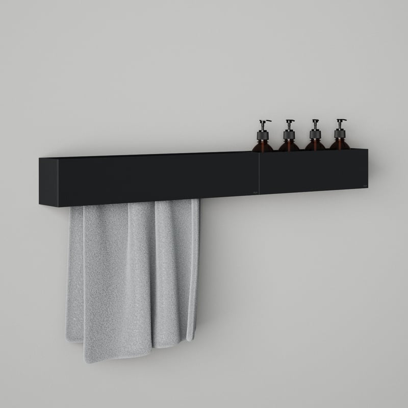 Viverso AGA Design U Badaccessoire-Set für Duschanlage B: 1000 H: 120 schwarz matt AGA-DW100-BM