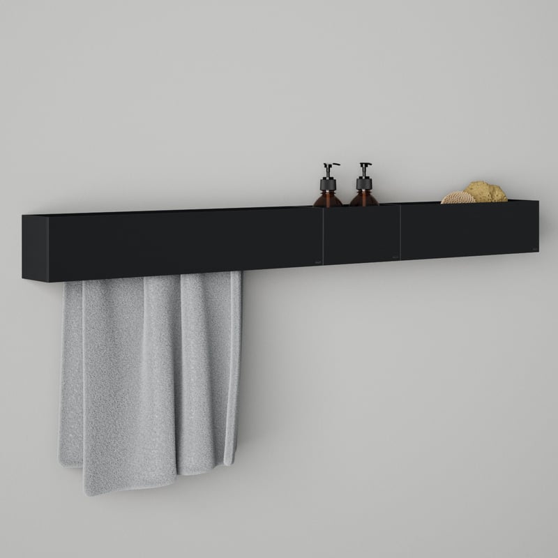 Viverso AGA Design U Badaccessoire-Set für Duschanlage B: 1200 H: 120 schwarz matt AGA-DW120-BM