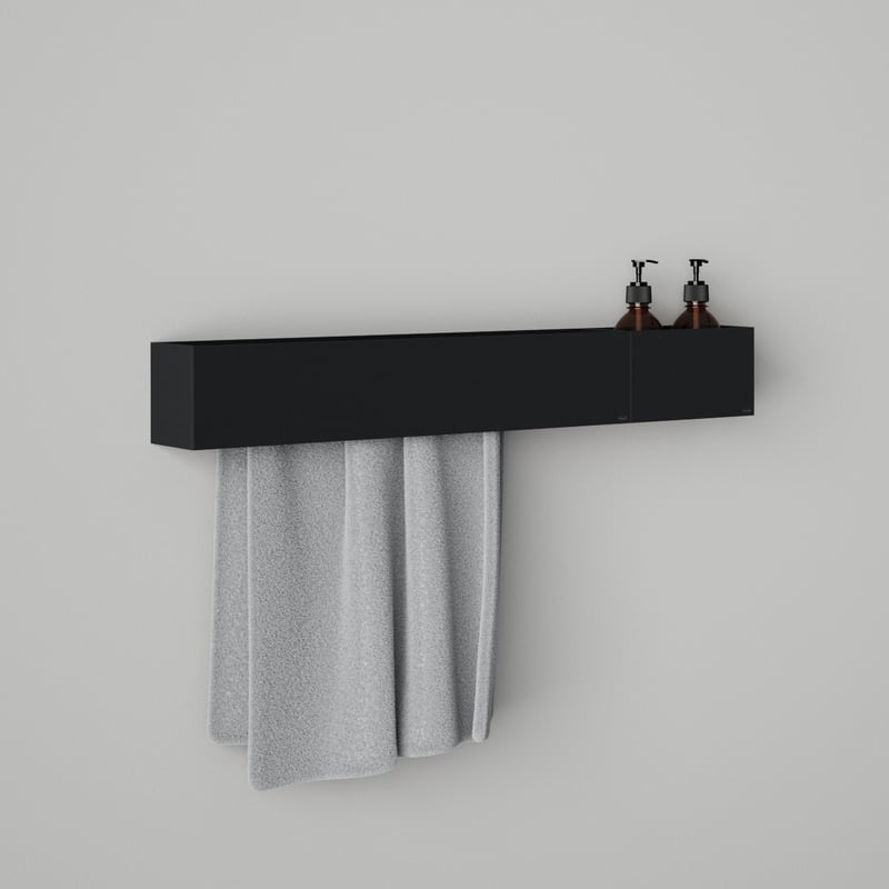 Viverso AGA Design U Badaccessoire-Set für Duschanlage B: 800 H: 120 schwarz matt AGA-DW80-BM